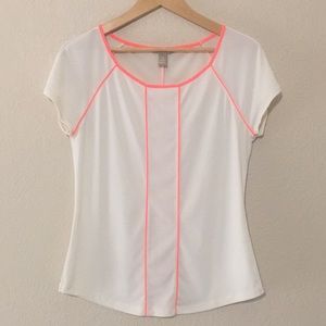Banana Republic White Top with Coral accents, M